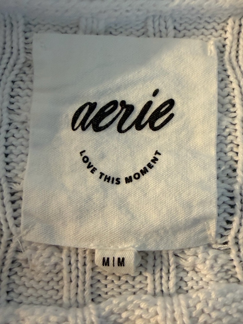 Aerie 100% Cotton Cable Knit Cropped Sweater M Preppy Coastal Beach Festival - Picture 2 of 10